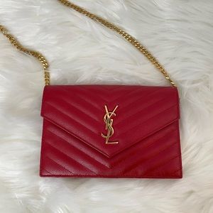 *SOLD* Red YSL matelassé shoulder bag